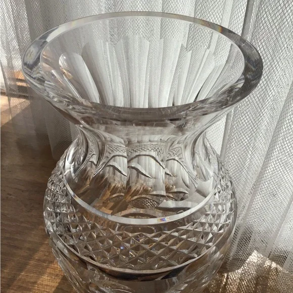 VINTAGE WATERFORD CRYSTAL VASE LARGE HOURGLASS PRE 1990 GREAT GIFT!